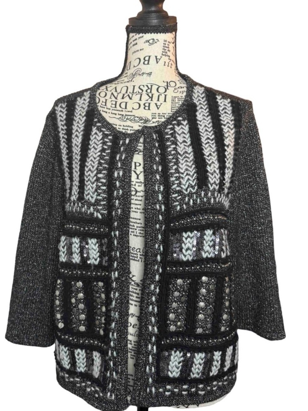 Chico’s Geneva Glitz Cardigan Embellished Sweater Jacket Size 2/Size Large 12